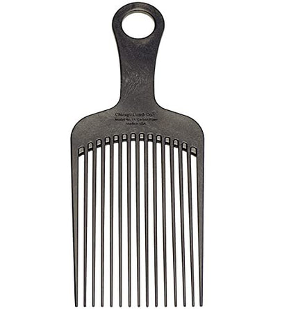 Chicago Comb Model 11 Carbon Fiber Large Hair Pick - Anti-Static, 7.5 Inches (19 cm), Made in USA Avelisse