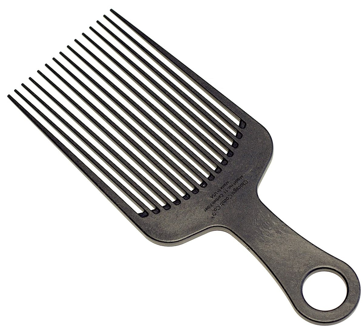 Chicago Comb Model 11 Carbon Fiber Large Hair Pick - Anti-Static, 7.5 Inches (19 cm), Made in USA Avelisse