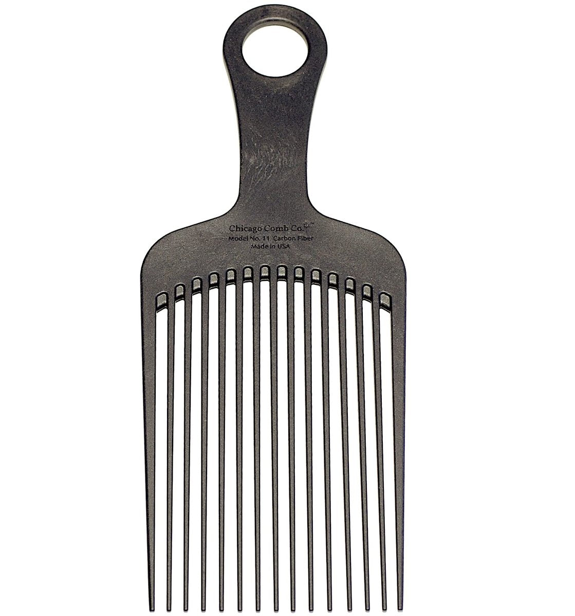 Chicago Comb Model 11 Carbon Fiber Large Hair Pick - Anti-Static, 7.5 Inches (19 cm), Made in USA Avelisse