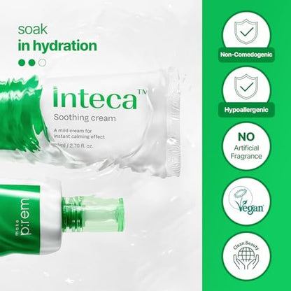 MAKE P:REM INTECA™ Soothing Cream – Advanced Non-Comedogenic Centella Asiatica Moisturizer for Acne-Prone & Sensitive Skin, Korean Vegan Face Cream, 2.70 fl oz Avelisse