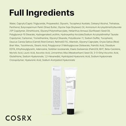 COSRX Retinol 0.1% Cream - Anti-Aging Eye & Neck Cream for Firming, Reducing Wrinkles & Fine Lines - Gentle Daily Korean Skincare (0.67 oz)