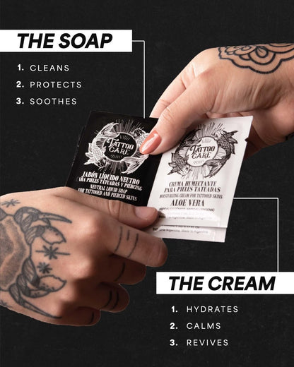 Tattoo Aftercare Kit - Brightening Cream & Soap (50-Pack) for Tattoo Artists & Travel - Ink Hydration Lotion Pillow Packs Avelisse