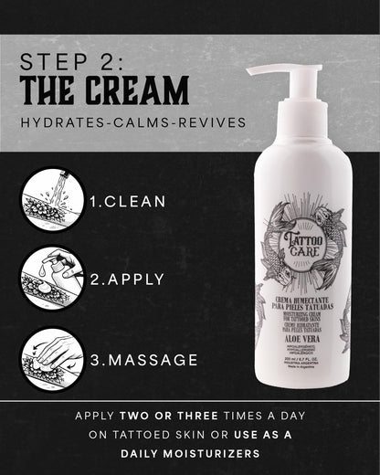Tattoo Care Aftercare Kit - Tattoo Cream & Soap for Healing, Protecting & Brightening New & Old Tattoos - Cruelty-Free (6.7 fl oz Each, 2-Pack) Avelisse