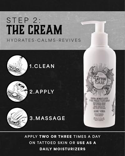 Tattoo Care Aftercare Kit - Tattoo Cream & Soap for Healing, Protecting & Brightening New & Old Tattoos - Cruelty-Free (6.7 fl oz Each, 2-Pack) Avelisse