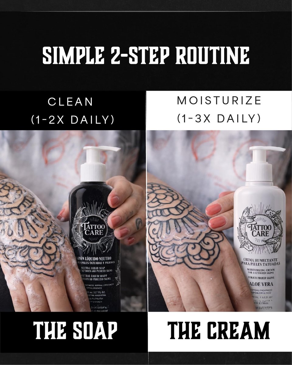 Tattoo Care Aftercare Kit - Tattoo Cream & Soap for Healing, Protecting & Brightening New & Old Tattoos - Cruelty-Free (6.7 fl oz Each, 2-Pack) Avelisse