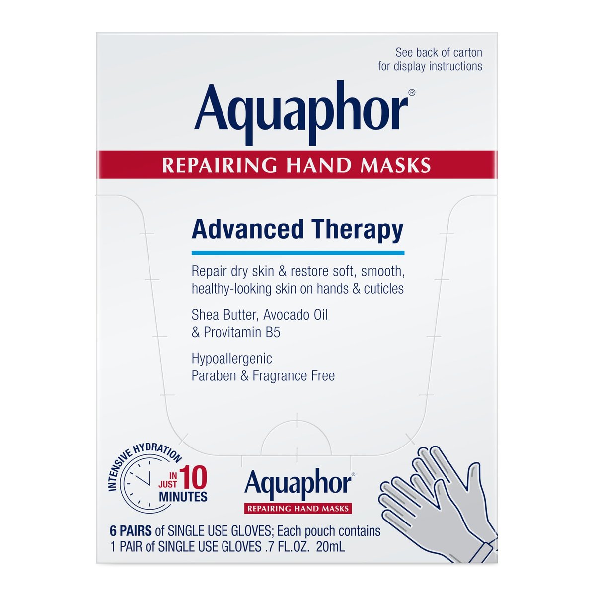 Aquaphor Repairing Hand Masks – Moisturizing Gloves for Dry, Cracked Hands (Pack of 6) Avelisse