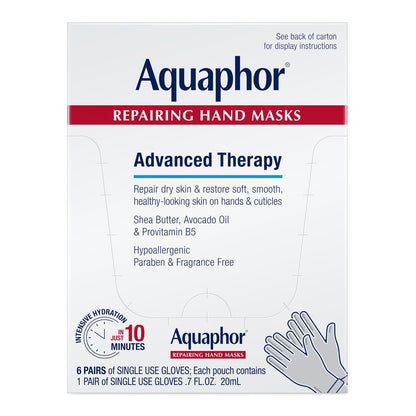 Aquaphor Repairing Hand Masks – Moisturizing Gloves for Dry, Cracked Hands (Pack of 6) Avelisse