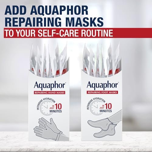 Aquaphor Repairing Hand Masks – Moisturizing Gloves for Dry, Cracked Hands (Pack of 6) Avelisse