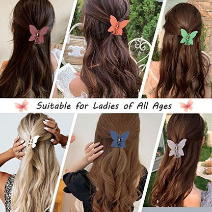 12 Pcs Cute Butterfly Claw Hair Clips – 2.6 Inch Non-Slip Matte Jaw, Strong Hold for Thick & Thin Hair (12 Colors)