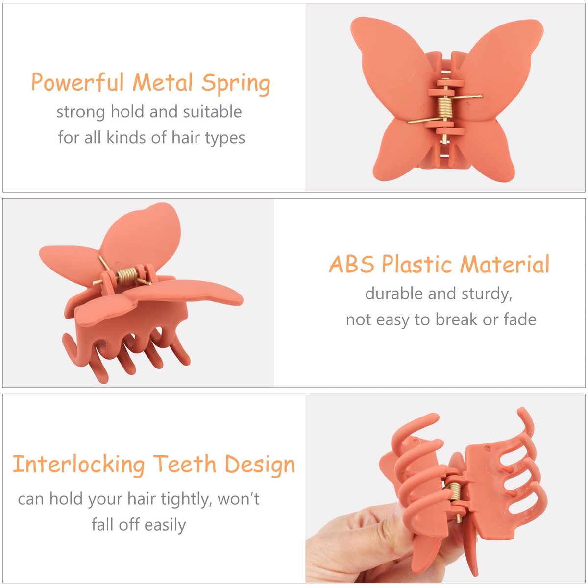12 Pcs Cute Butterfly Claw Hair Clips – 2.6 Inch Non-Slip Matte Jaw, Strong Hold for Thick & Thin Hair (12 Colors) - görsel 8