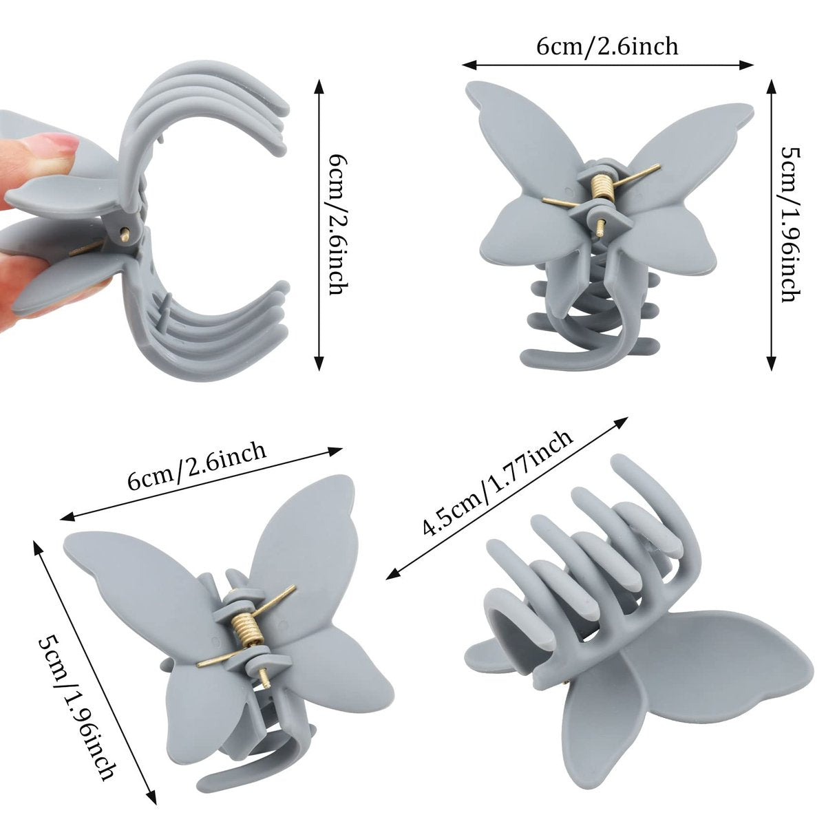 12 Pcs Cute Butterfly Claw Hair Clips – 2.6 Inch Non-Slip Matte Jaw, Strong Hold for Thick & Thin Hair (12 Colors) - görsel 6
