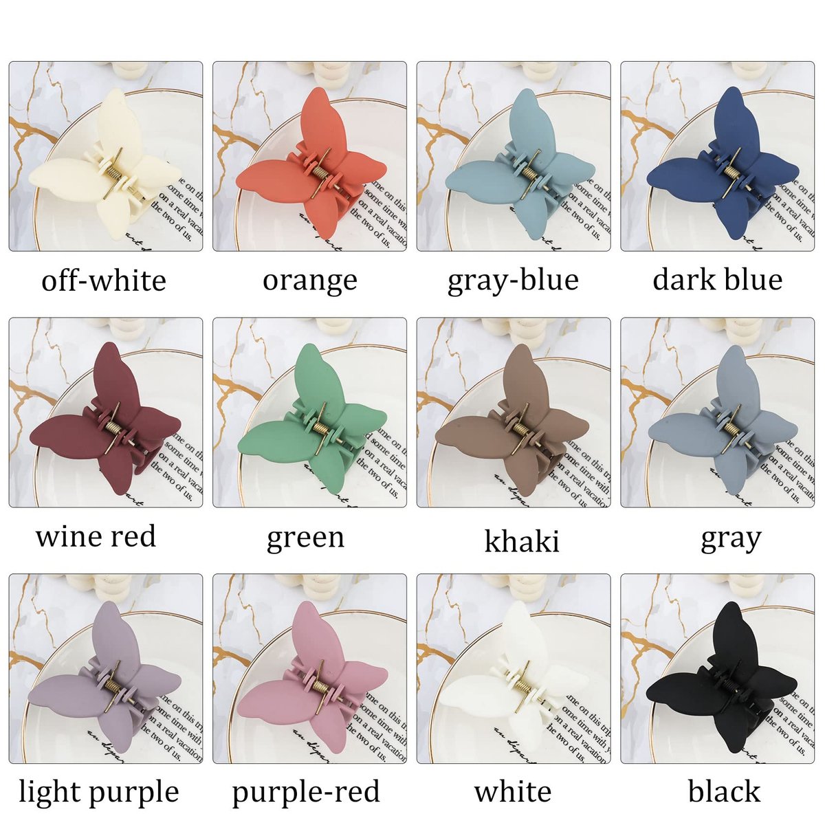 12 Pcs Cute Butterfly Claw Hair Clips – 2.6 Inch Non-Slip Matte Jaw, Strong Hold for Thick & Thin Hair (12 Colors) - görsel 12