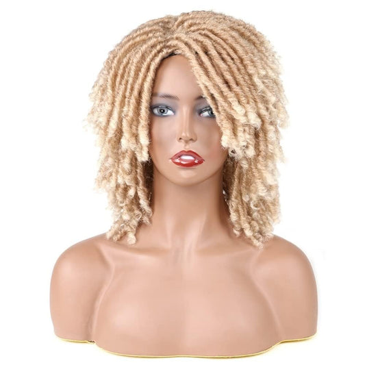 LEEMASING Blonde Short Dreadlock Wig for Women and Men - Synthetic Afro Curly Wig for Halloween, Costume Parties, and Dating
