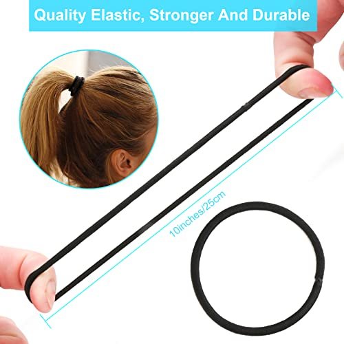 YXYL Hair Ties - 220 PCS Black Hair Elastics, Premium Rubber Bands for Women Men Ponytail Holders - Medium Thick Curly Hair (120PCS 4mm + 100PCS 3mm) - görsel 8