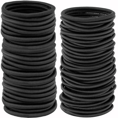 YXYL Hair Ties - 220 PCS Black Hair Elastics, Premium Rubber Bands for Women Men Ponytail Holders - Medium Thick Curly Hair (120PCS 4mm + 100PCS 3mm) - görsel 2