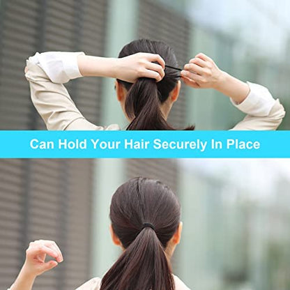 YXYL Hair Ties - 220 PCS Black Hair Elastics, Premium Rubber Bands for Women Men Ponytail Holders - Medium Thick Curly Hair (120PCS 4mm + 100PCS 3mm)