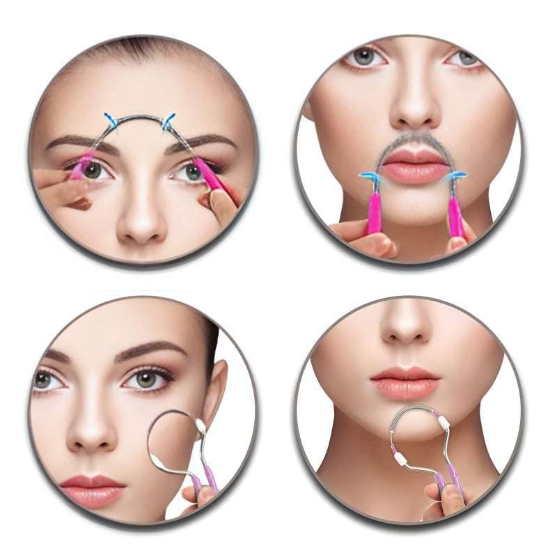 4 Pcs Facial Hair Remover Manual Epilator Spring - Face Hair Removal Tool with Handle (Random Color) - görsel 9