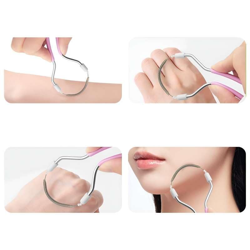 4 Pcs Facial Hair Remover Manual Epilator Spring - Face Hair Removal Tool with Handle (Random Color) - görsel 11