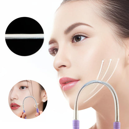 4 Pcs Facial Hair Remover Manual Epilator Spring - Face Hair Removal Tool with Handle (Random Color)
