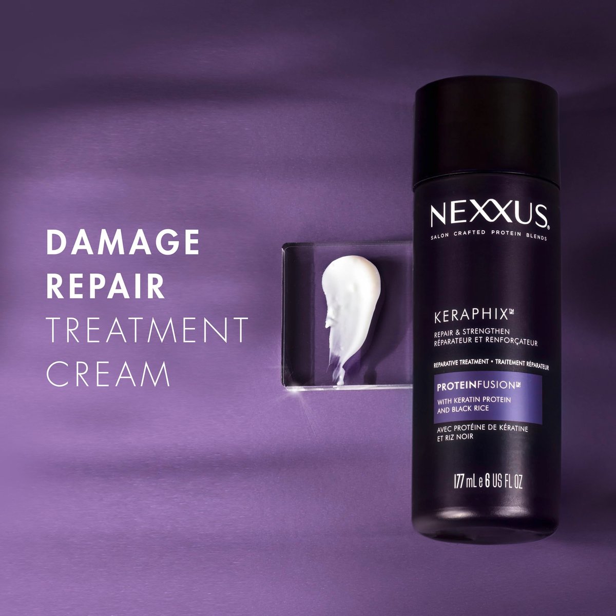 Nexxus Keraphix Damage Repair Pre-Wash Treatment Cream for Damaged Hair with Keratin Protein & Black Rice, 6 oz Avelisse