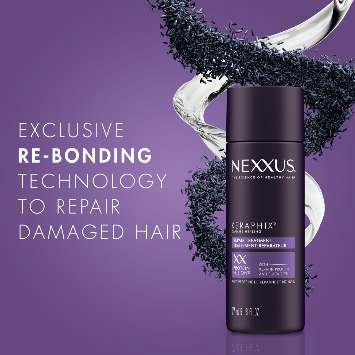 Nexxus Keraphix Damage Repair Pre-Wash Treatment Cream for Damaged Hair with Keratin Protein & Black Rice, 6 oz Avelisse