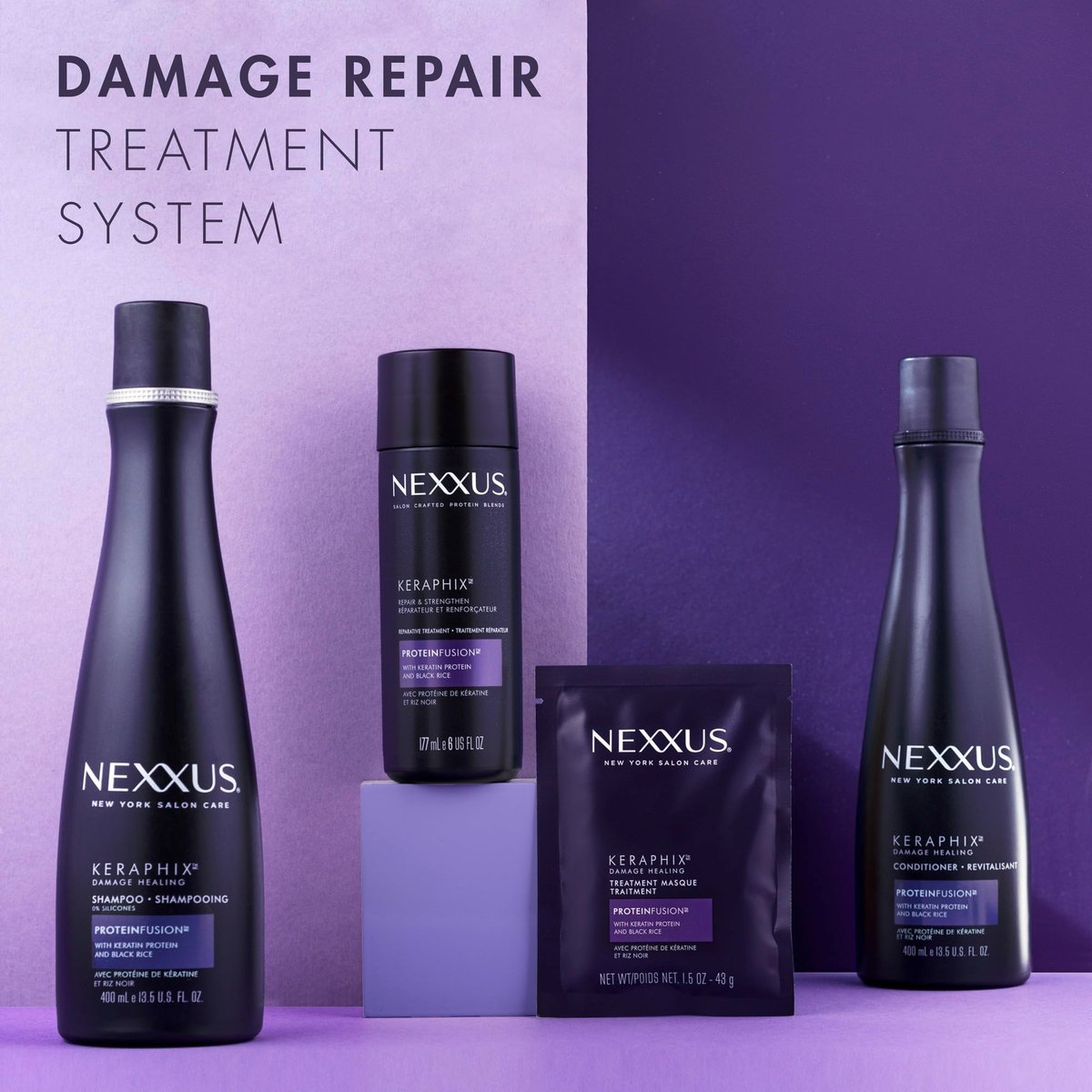 Nexxus Keraphix Damage Repair Pre-Wash Treatment Cream for Damaged Hair with Keratin Protein & Black Rice, 6 oz Avelisse