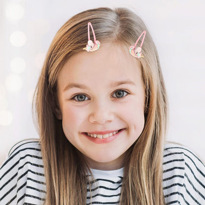 Wingchold Girls Flower Snap Hair Clips - 8 Pack Unicorn No Slip Metal Hair Pins for Toddlers Kids, Colorful Rabbit Barrette Hair Accessories, Party Birthday Gift Supplies