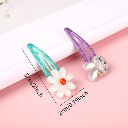 Wingchold Girls Flower Snap Hair Clips - 8 Pack Unicorn No Slip Metal Hair Pins for Toddlers Kids, Colorful Rabbit Barrette Hair Accessories, Party Birthday Gift Supplies