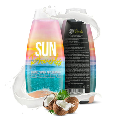 Elegant Sun Sun Proverbs Tanning Bed Lotion - Dark Tan Accelerator for Indoor & Outdoor Use, Bronzer-Free White Lotion for Natural Bronzing, 10 Fl Oz Avelisse
