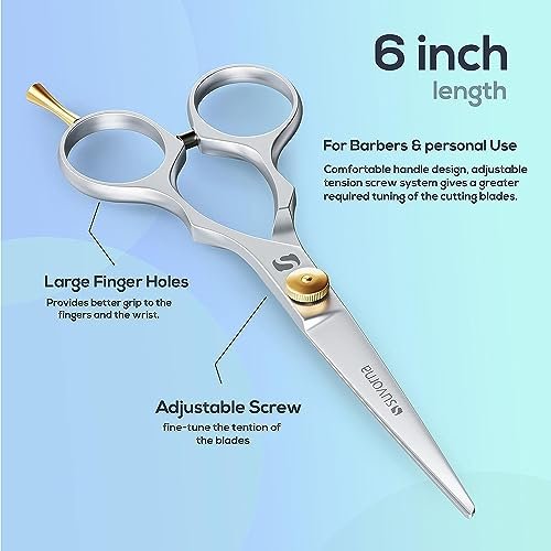 Suvorna 6" Professional Hair Scissors - High Carbon Steel Shears for Precision Cutting, Trimming & Grooming - Right Hand Hair Cutting Scissors for Men, Women, Kids & Adults - görsel 7