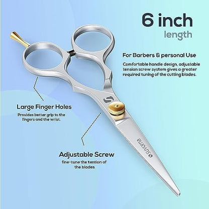 Suvorna 6" Professional Hair Scissors - High Carbon Steel Shears for Precision Cutting, Trimming & Grooming - Right Hand Hair Cutting Scissors for Men, Women, Kids & Adults