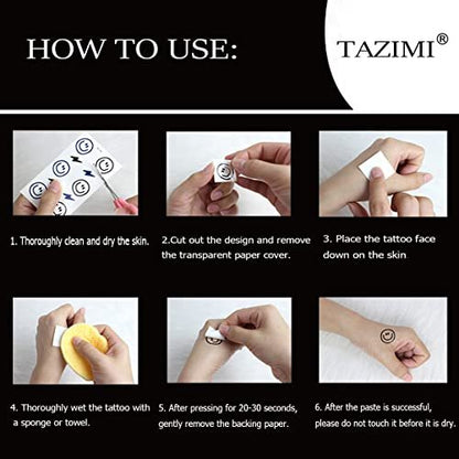 Tazimi 10 Sheets 3D Black Flower Rose Temporary Tattoos for Women – Waterproof Fake Body Art Stickers