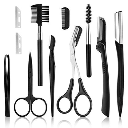 ZTRHYOO 11-in-1 Eyebrow Razor & Dermaplaning Kit – Stainless Steel Face Razors for Women & Men