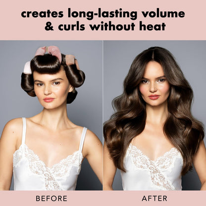 The Hair Edit Volumizing Hair Rods for Overnight Curls - No Heat Hair Rollers for Long or Medium Hair, Soft Velour Curlers, Damage-Free Styling Tools for Volumizing Waves, 4 Pack 10.5" Long Avelisse