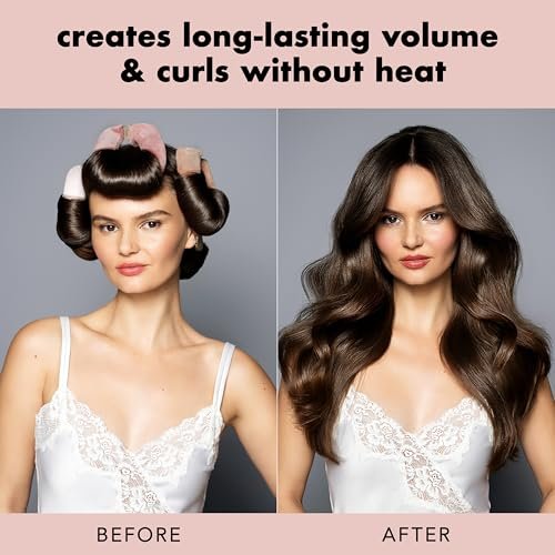 The Hair Edit Volumizing Hair Rods for Overnight Curls - No Heat Hair Rollers for Long or Medium Hair, Soft Velour Curlers, Damage-Free Styling Tools for Volumizing Waves, 4 Pack 10.5" Long Avelisse