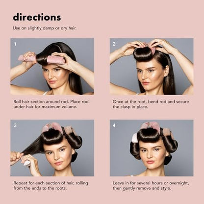 The Hair Edit Volumizing Hair Rods for Overnight Curls - No Heat Hair Rollers for Long or Medium Hair, Soft Velour Curlers, Damage-Free Styling Tools for Volumizing Waves, 4 Pack 10.5" Long Avelisse
