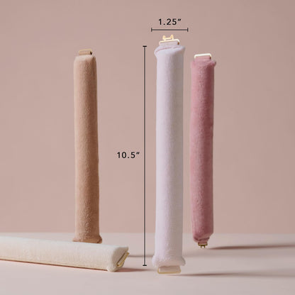 The Hair Edit Volumizing Hair Rods for Overnight Curls - No Heat Hair Rollers for Long or Medium Hair, Soft Velour Curlers, Damage-Free Styling Tools for Volumizing Waves, 4 Pack 10.5" Long Avelisse