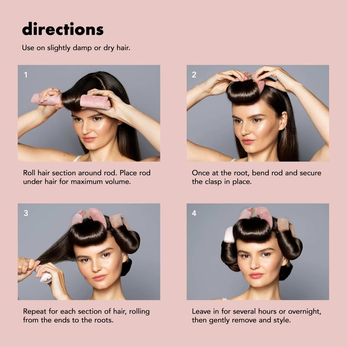 The Hair Edit Volumizing Hair Rods for Overnight Curls - No Heat Hair Rollers for Long or Medium Hair, Soft Velour Curlers, Damage-Free Styling Tools for Volumizing Waves, 4 Pack 10.5" Long Avelisse
