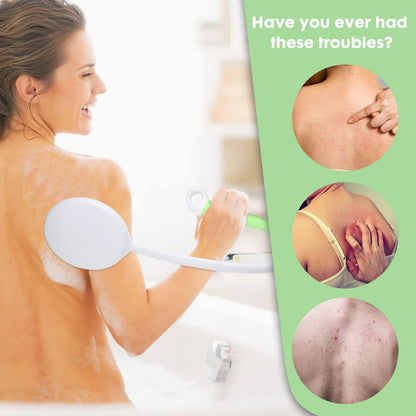 LYIGEOL 27.5" Back Bath Brush with Long Curved Handle - U-Shaped Body Scrubber for Elderly, Disabled, Post-Surgery, Limited Mobility, Spine Pain, Frozen Shoulder Avelisse