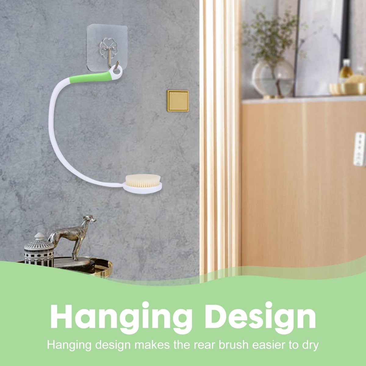 LYIGEOL 27.5" Back Bath Brush with Long Curved Handle - U-Shaped Body Scrubber for Elderly, Disabled, Post-Surgery, Limited Mobility, Spine Pain, Frozen Shoulder Avelisse