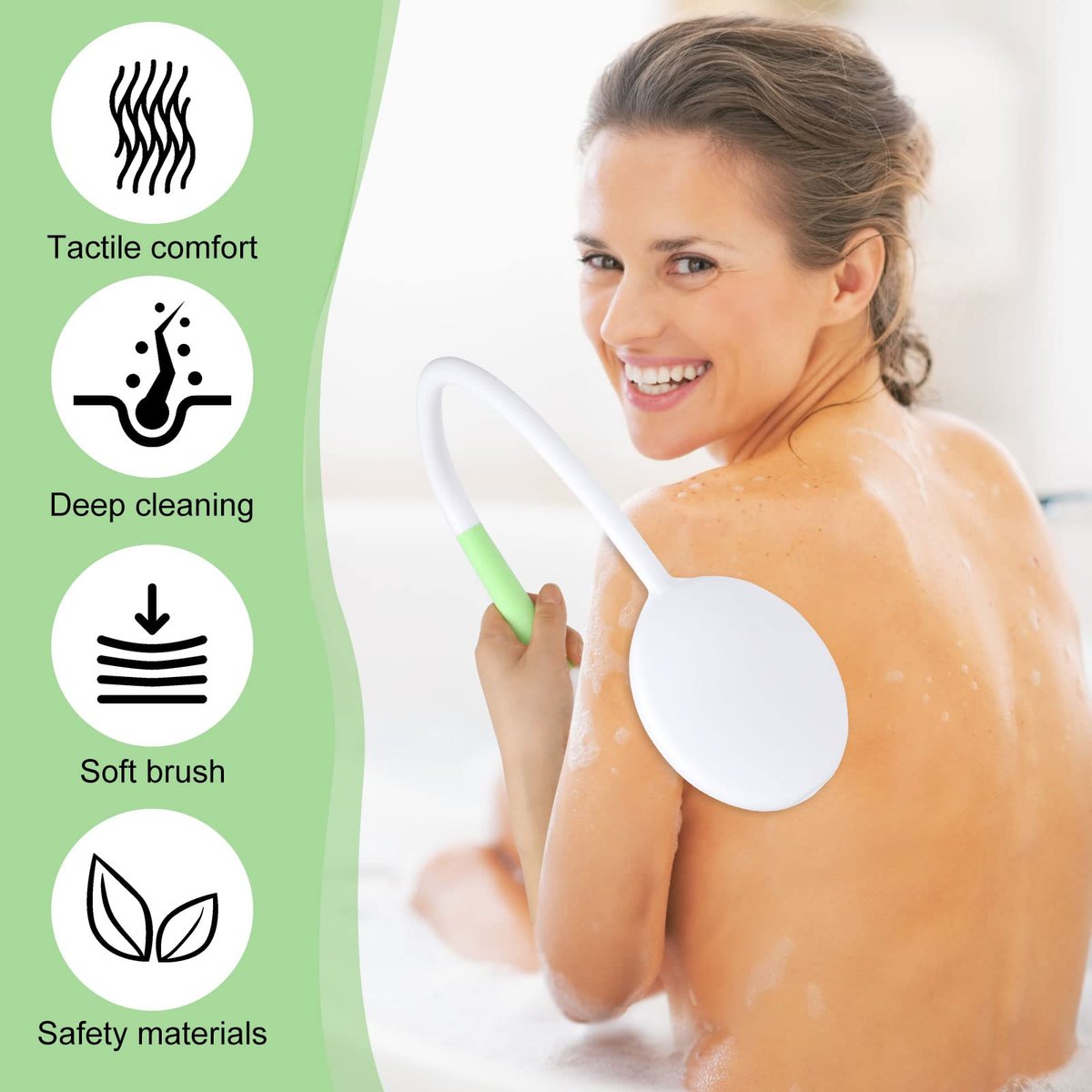 LYIGEOL 27.5" Back Bath Brush with Long Curved Handle - U-Shaped Body Scrubber for Elderly, Disabled, Post-Surgery, Limited Mobility, Spine Pain, Frozen Shoulder Avelisse