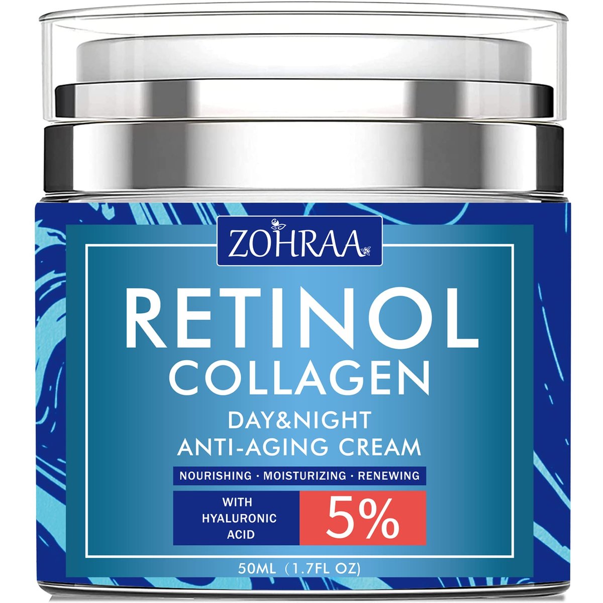 Retinol Cream for Face - Anti-Aging Moisturizer with Collagen, Hyaluronic Acid, Vitamin C & E - Natural Ingredients Day & Night Cream for Women and Men - görsel 1
