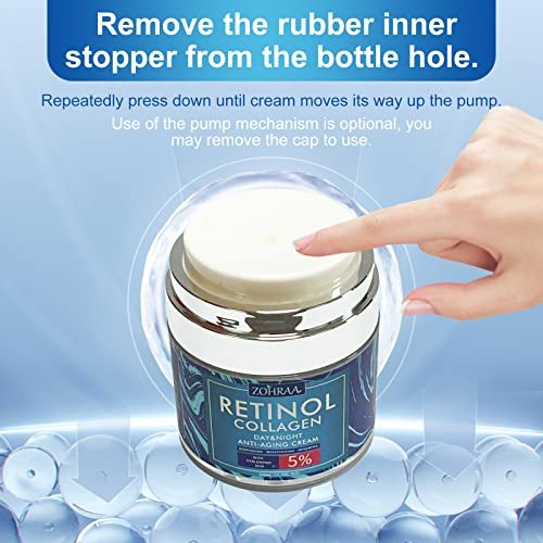 Retinol Cream for Face - Anti-Aging Moisturizer with Collagen, Hyaluronic Acid, Vitamin C & E - Natural Ingredients Day & Night Cream for Women and Men - görsel 8
