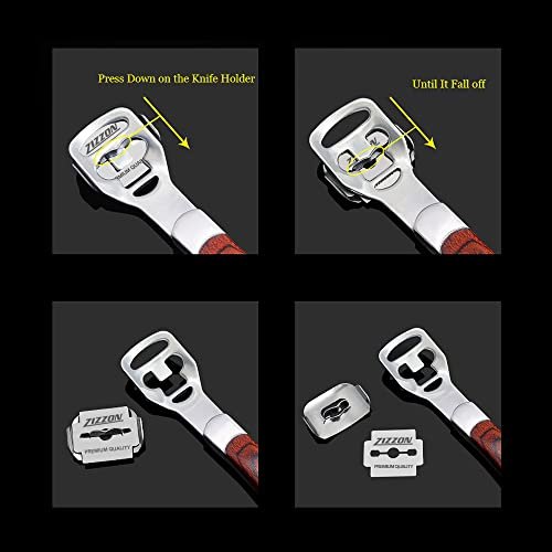 ZIZZON Foot Care Pedicure Callus Shaver Hard Skin Remover with Wood Handle and 70 Replacement Blades - görsel 10