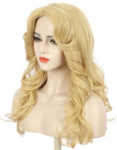 karlery Women's 70s Feathered Wig - Long Blonde Wave Disco Vintage Costume Wig for Party Fashion Accessory