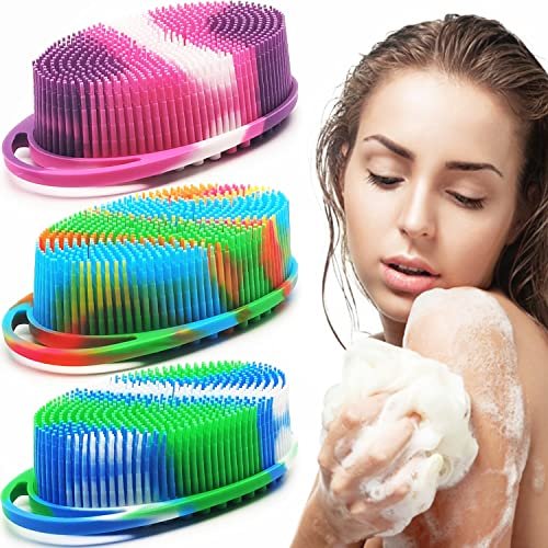 Soft Exfoliating Body Shower Scrubber - Silicone Bath Brush for Kids & Adults - 3 Pack - görsel 2