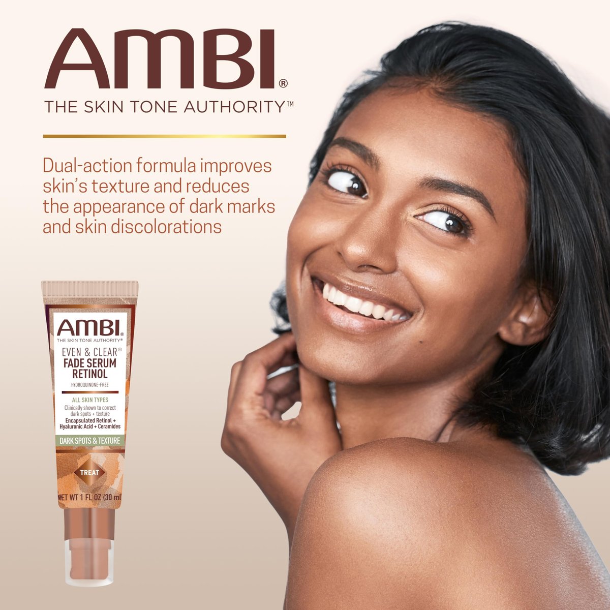 Ambi Even & Clear Fade Serum – Hydroquinone-Free Dark Spot Corrector with Retinol, Hyaluronic Acid, Niacinamide & Ceramides for Hyperpigmentation – 1 Fl Oz - görsel 3