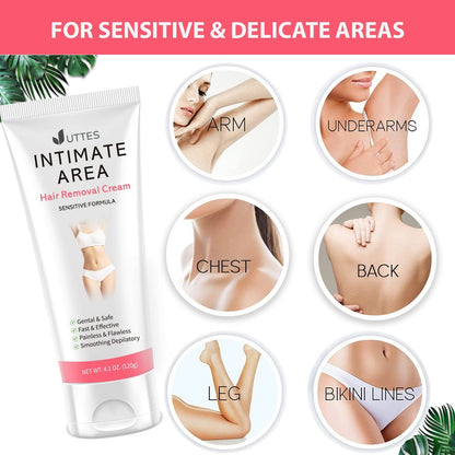 Intimate & Private Hair Removal Cream for Women – Painless Depilatory Cream for Underarms, Bikini & Pubic Area, Sensitive Formula, 4.1 oz Avelisse