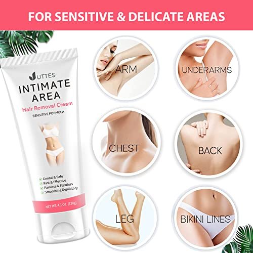 Intimate & Private Hair Removal Cream for Women – Painless Depilatory Cream for Underarms, Bikini & Pubic Area, Sensitive Formula, 4.1 oz Avelisse