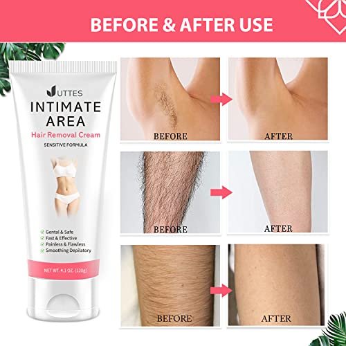 Intimate & Private Hair Removal Cream for Women – Painless Depilatory Cream for Underarms, Bikini & Pubic Area, Sensitive Formula, 4.1 oz Avelisse